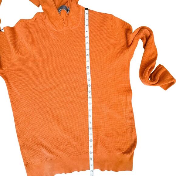 Vince Orange Waffle Knit Hoodie Sweater L Cotton - Picture 8 of 8